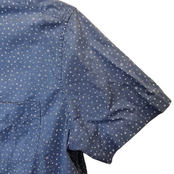 J. Crew Men's Blue Circle Print Casual Button Down Short Sleeve Shirt L - Picture 5 of 15